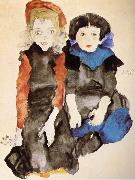 Egon Schiele Two Little Girls oil painting on canvas